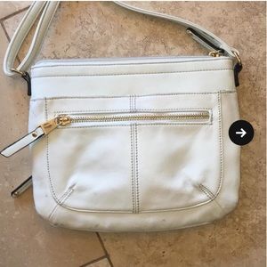 WHITE LEATHER CROSSBODY BAG